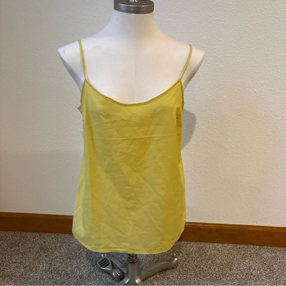 Banana Republic Sheer Swiss Dot Blouse Bright Mustard Yellow Women’s Small - Picture 10 of 12